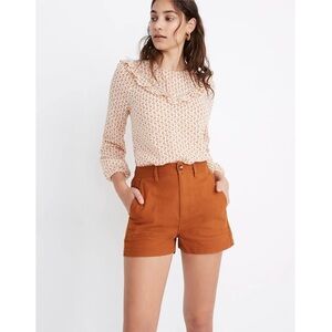 Madewell Camp Shorts Burnt Sienna Orange High Waisted, Size Small